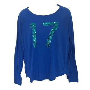 Aerie Blue Sequin 17 Long Sleeve Shirt